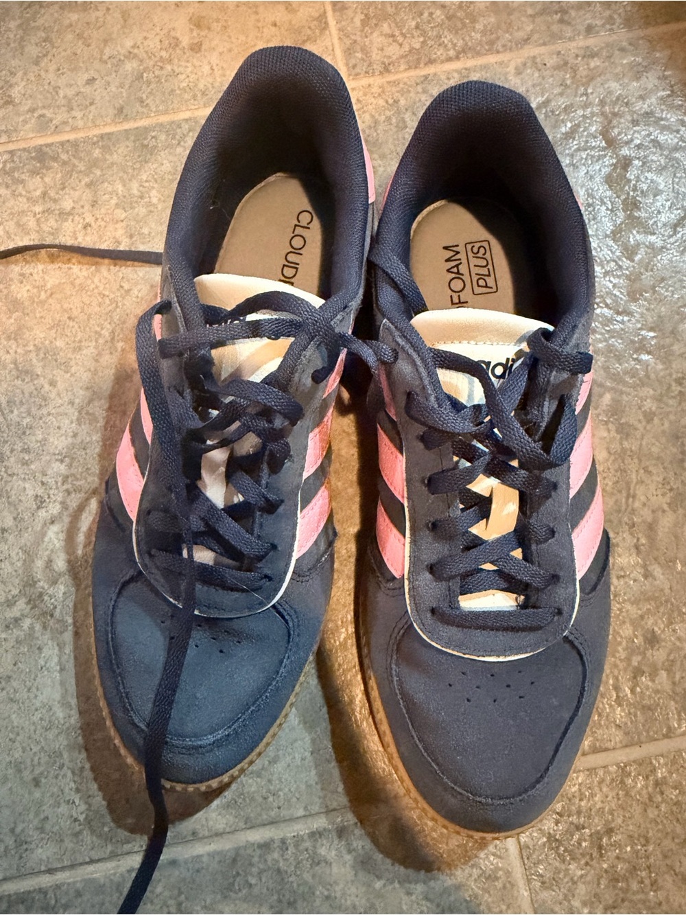 adidas Women's Navy and Pink Cloudfoam Trainers